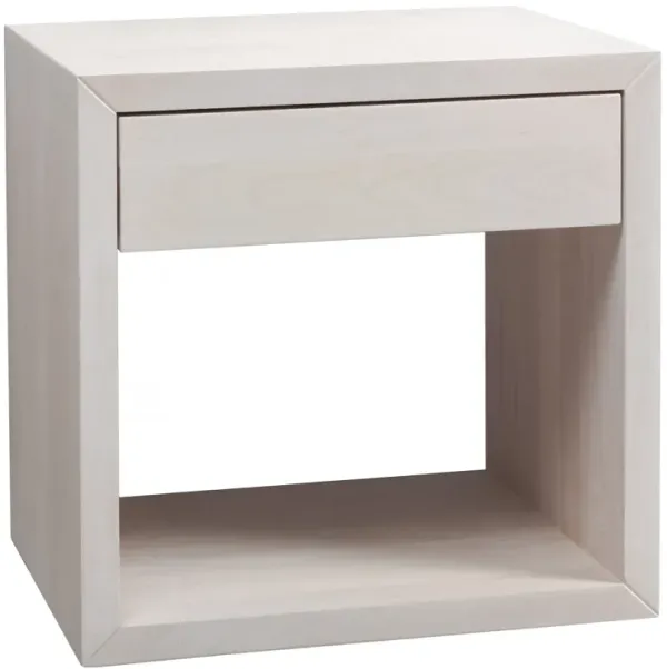 Medium Mid-Century Modern Solid Hardwood Floating Nightstand with Drawer - Bedside Table for Bedroom