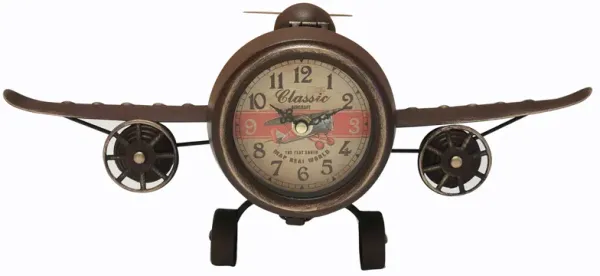 RUSTIC VINTAGE AIRPLANE TABLE CLOCK