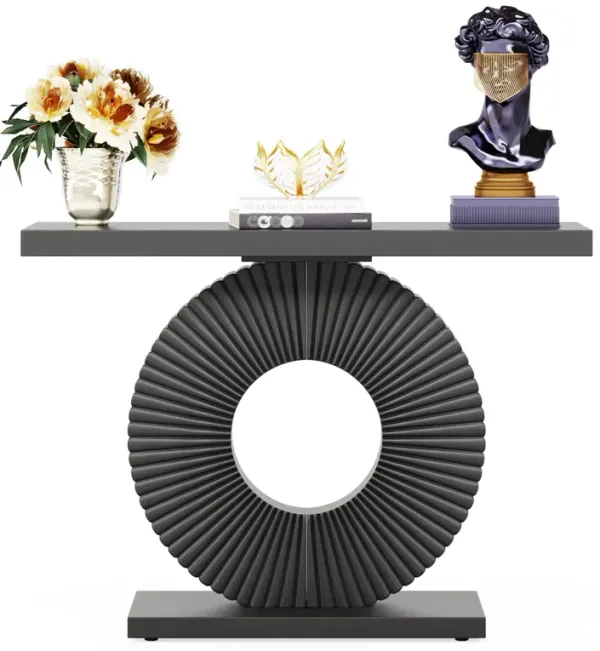 Tribesigns Modern Console Table with Geometric Base, 40 inch Wood Entryway Table Sofa Table Narrow Long, Contemporary Accent Table for Living Room, Entryway, Hallway, Black