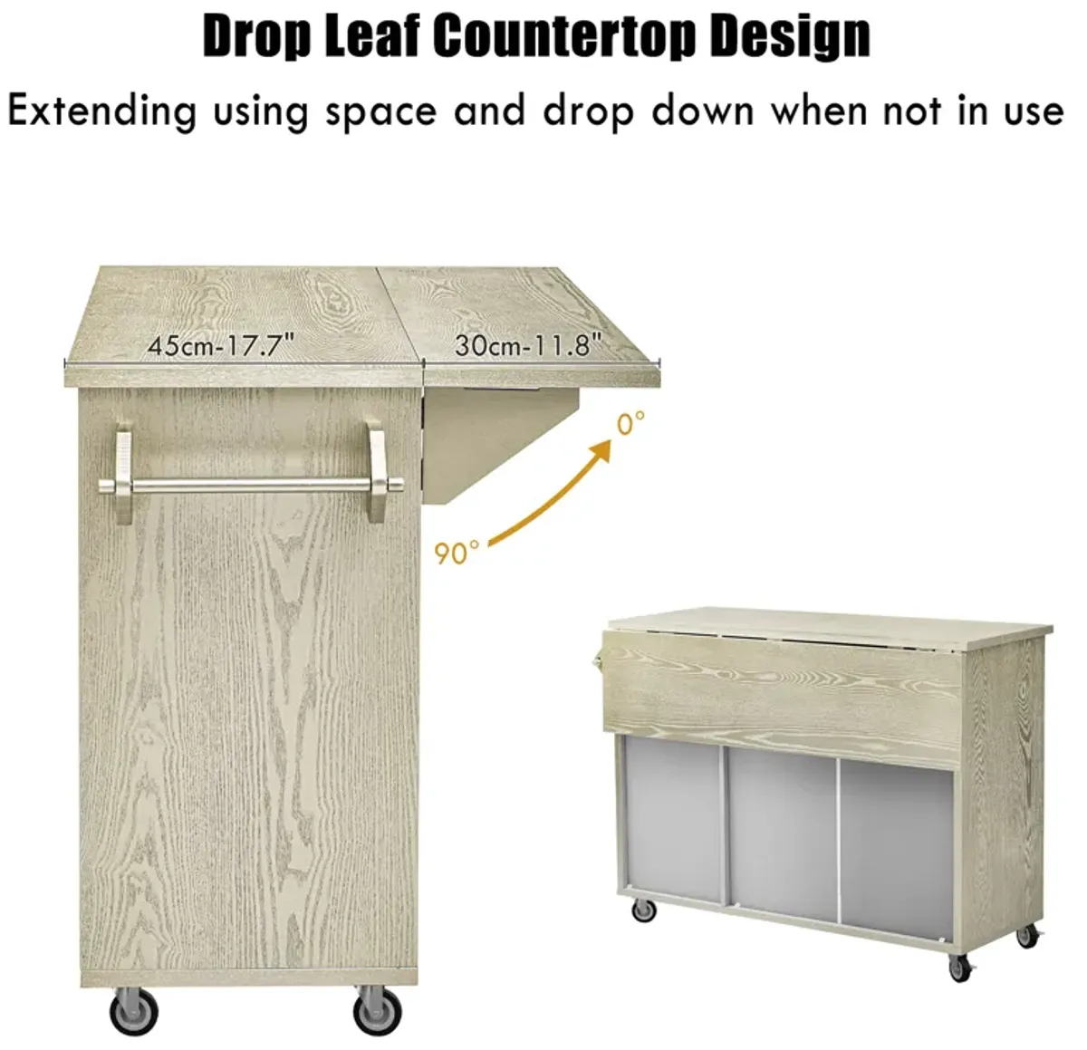 Merax Coastal Kitchen Island on Wheels with Internal Storage Rack