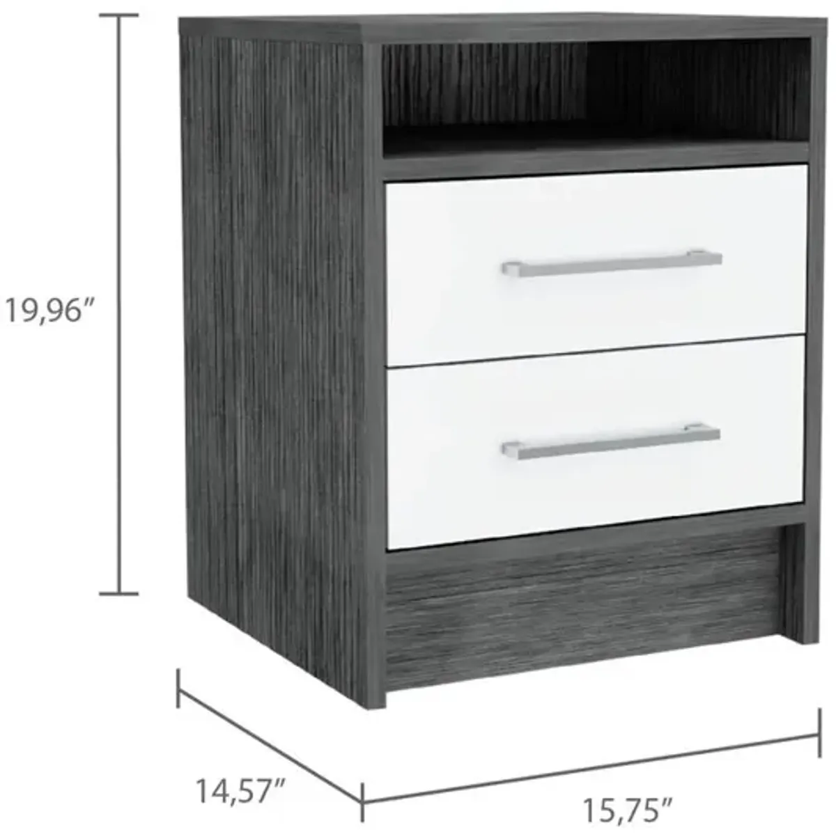 Leyva Nightstand - Smoky Oak/White