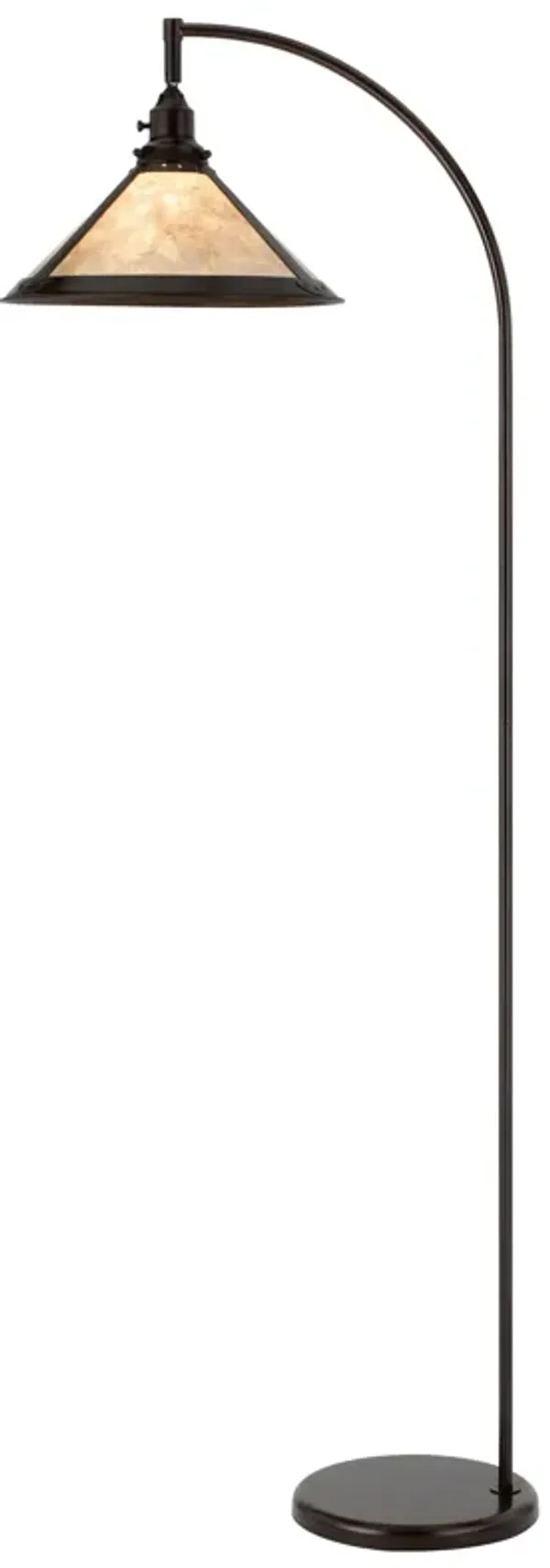 Cyan 65 Inch Adjustable Metal Arc Floor Lamp, White Mica Shade, Dark Bronze-Benzara