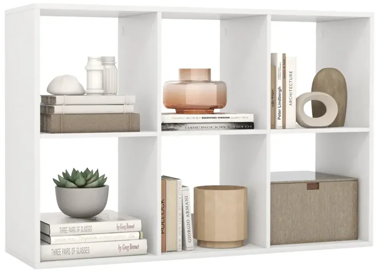 6 Cube Bookshelf with Back Guardrail for Living Room Bedroom