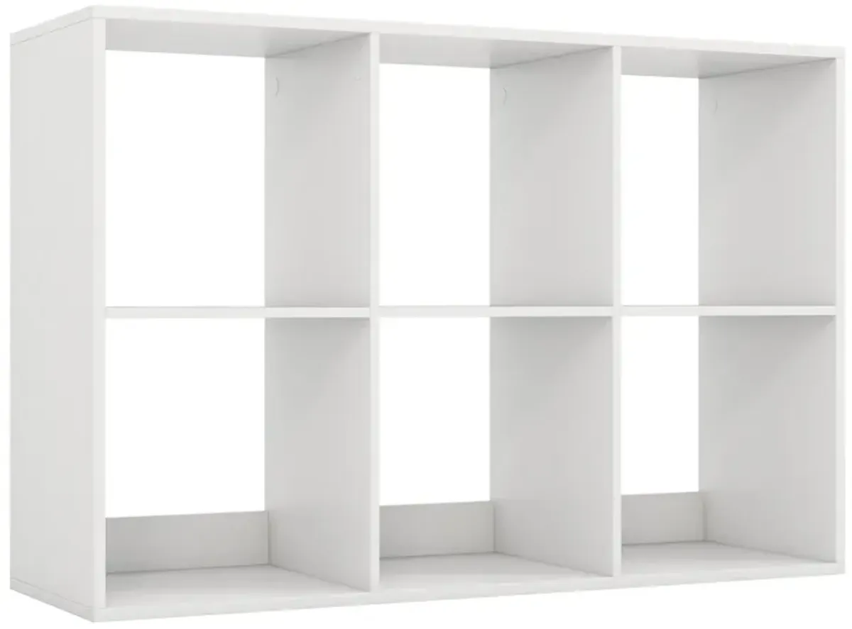 6 Cube Bookshelf with Back Guardrail for Living Room Bedroom