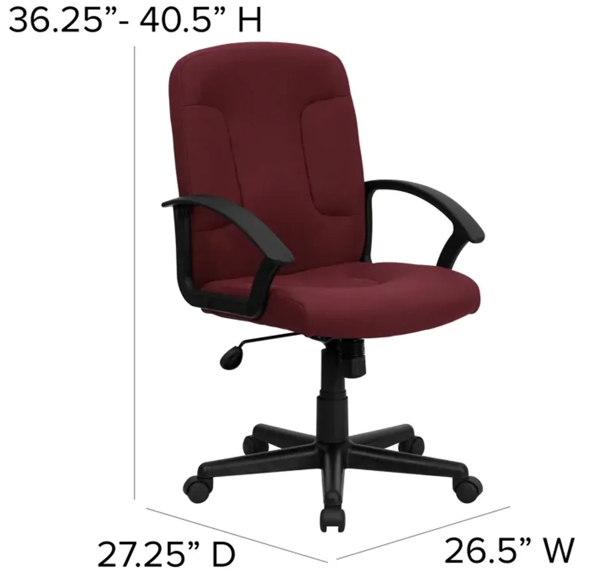 Garver Mid-Back Fabric Executive Swivel Office Chair with Nylon Arms