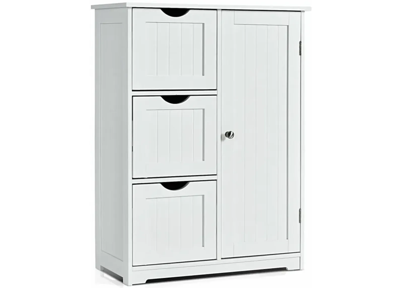 Hivvago Bathroom Floor Cabinet Side Storage Cabinet with 3 Drawers and 1 Cupboard