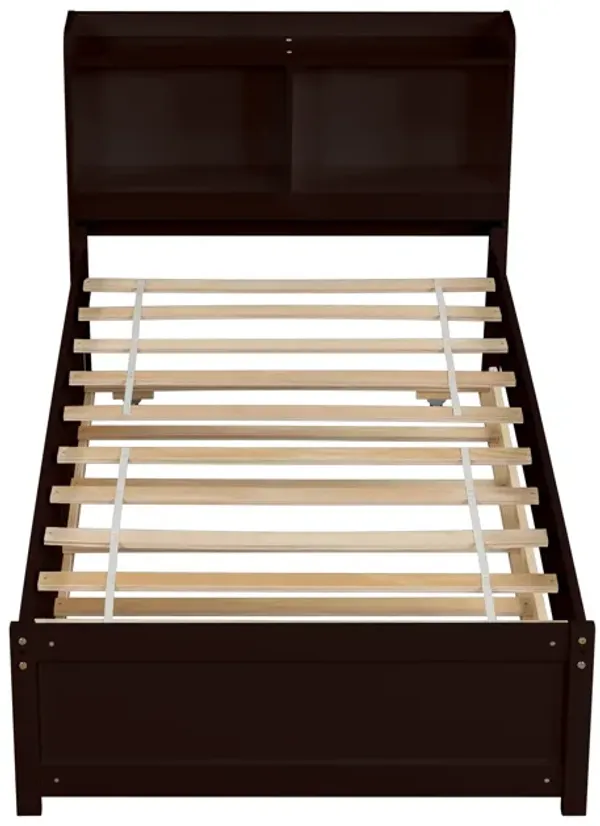 Twin Bed with Trundle,Bookcase