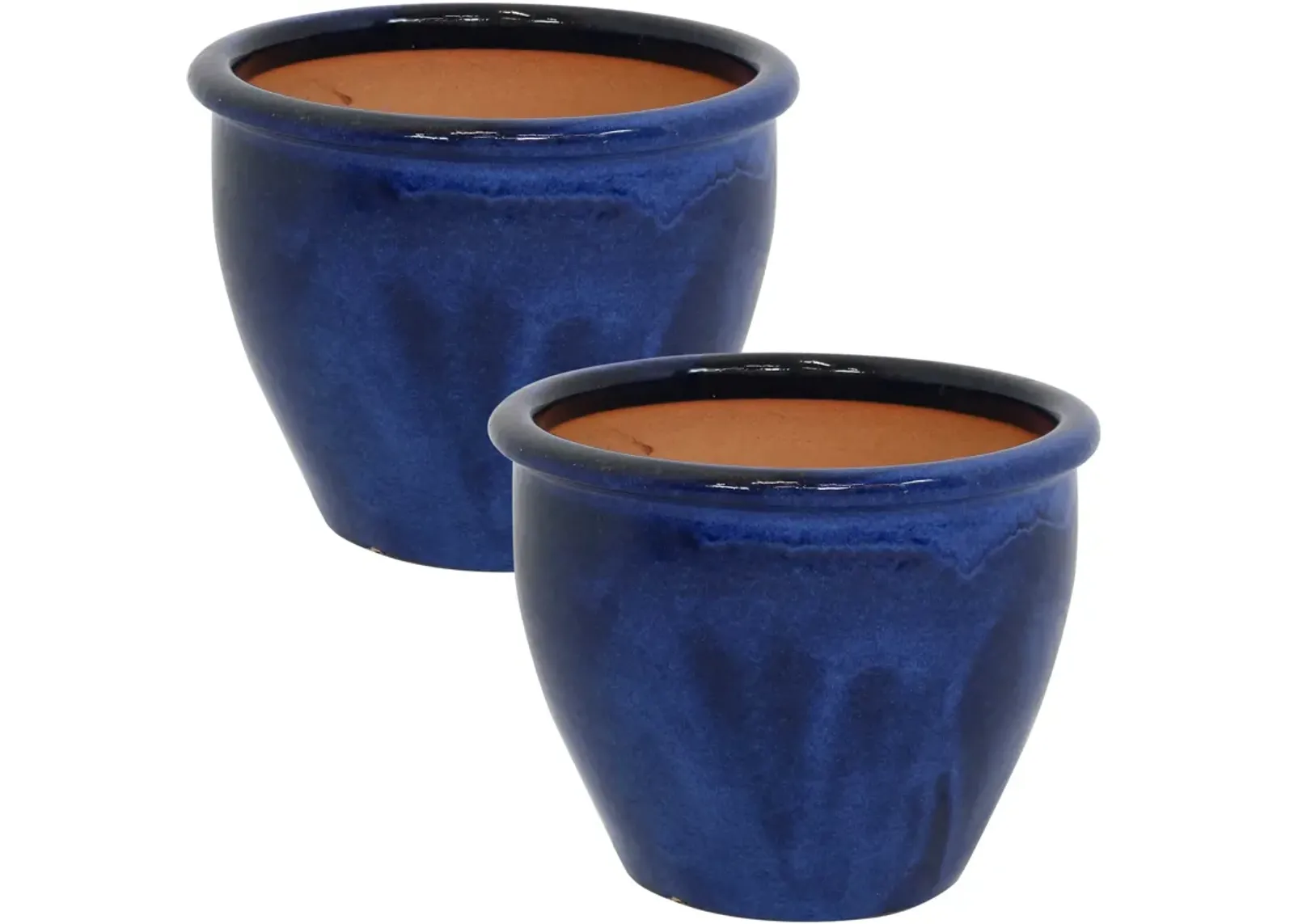 Sunnydaze Chalet Glazed Ceramic Planter - Set of 2