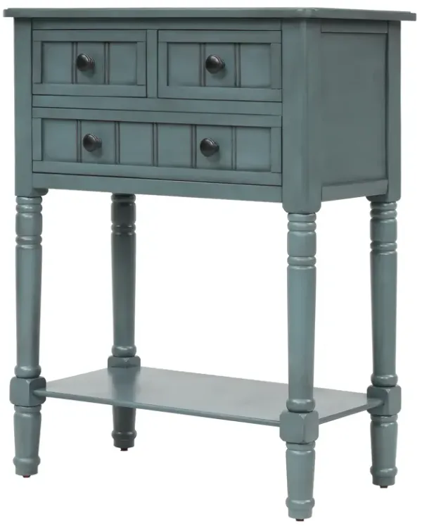 Narrow Console Table, Slim Sofa Table with 3 Storage Drawers and Bottom Shelf