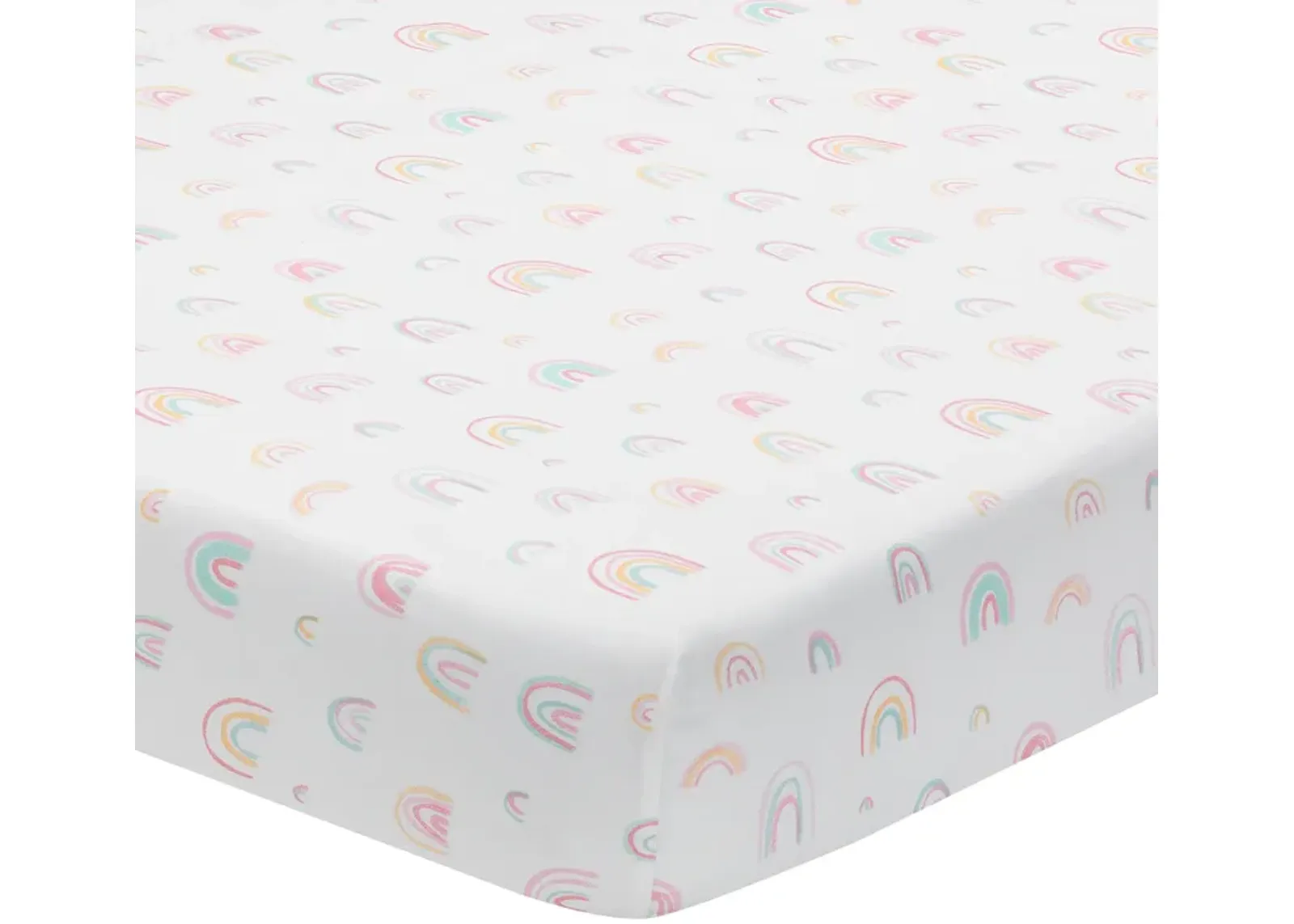 Lambs & Ivy Watercolor Pastel Rainbow 100% Cotton Baby Fitted Crib Sheet