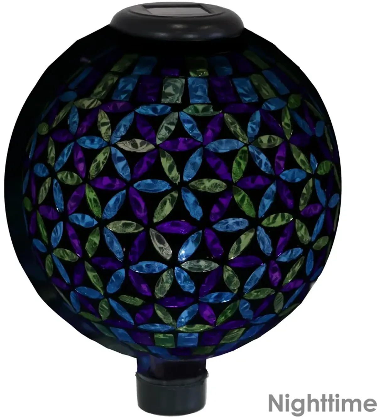 Sunnydaze Cool Blooms Glass Gazing Ball with Solar Light - 10 in