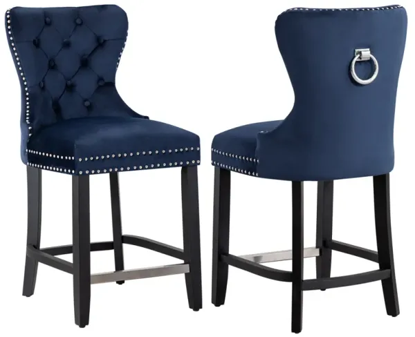 WestinTrends 24" Tufted Velvet Counter Stool (Set of 2)