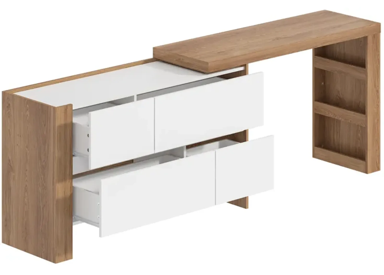 FUFU&GAGA Modern Office Desk with Ample Storage – Dimensions: 83.8” L x 15.7” W x 29.5” H – White and Brown