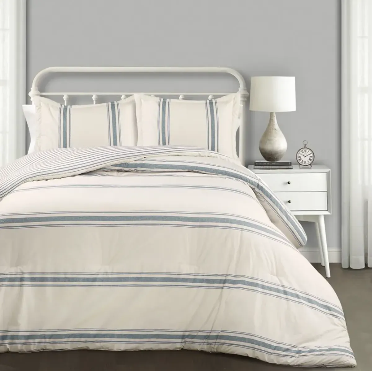 Farmhouse Stripe Reversible Cotton Comforter 2-Pc Set