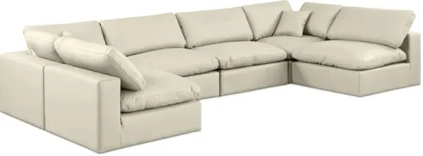 Meridian Furniture Comfy Cream Vegan Leather Modular Sectional