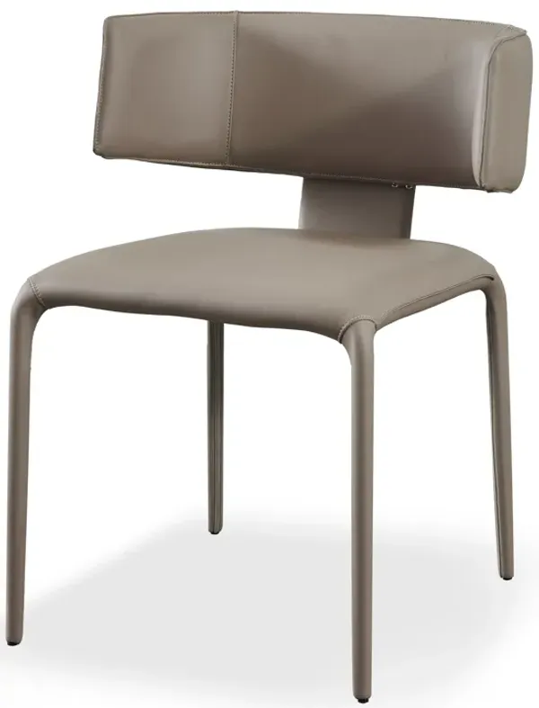 Cid Dell 21 Inch Dining Chair, Gray Faux Leather, Wingback, Metal Frame - Benzara