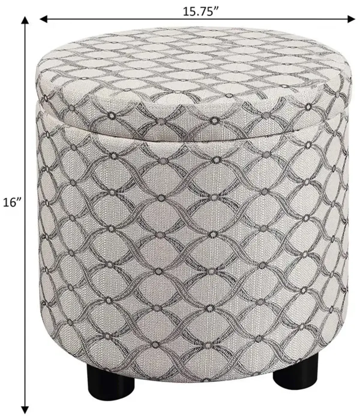 Convience Concept, Inc. Designs 4 Comfort Round Accent Storage Ottoman with Reversible Tray Lid