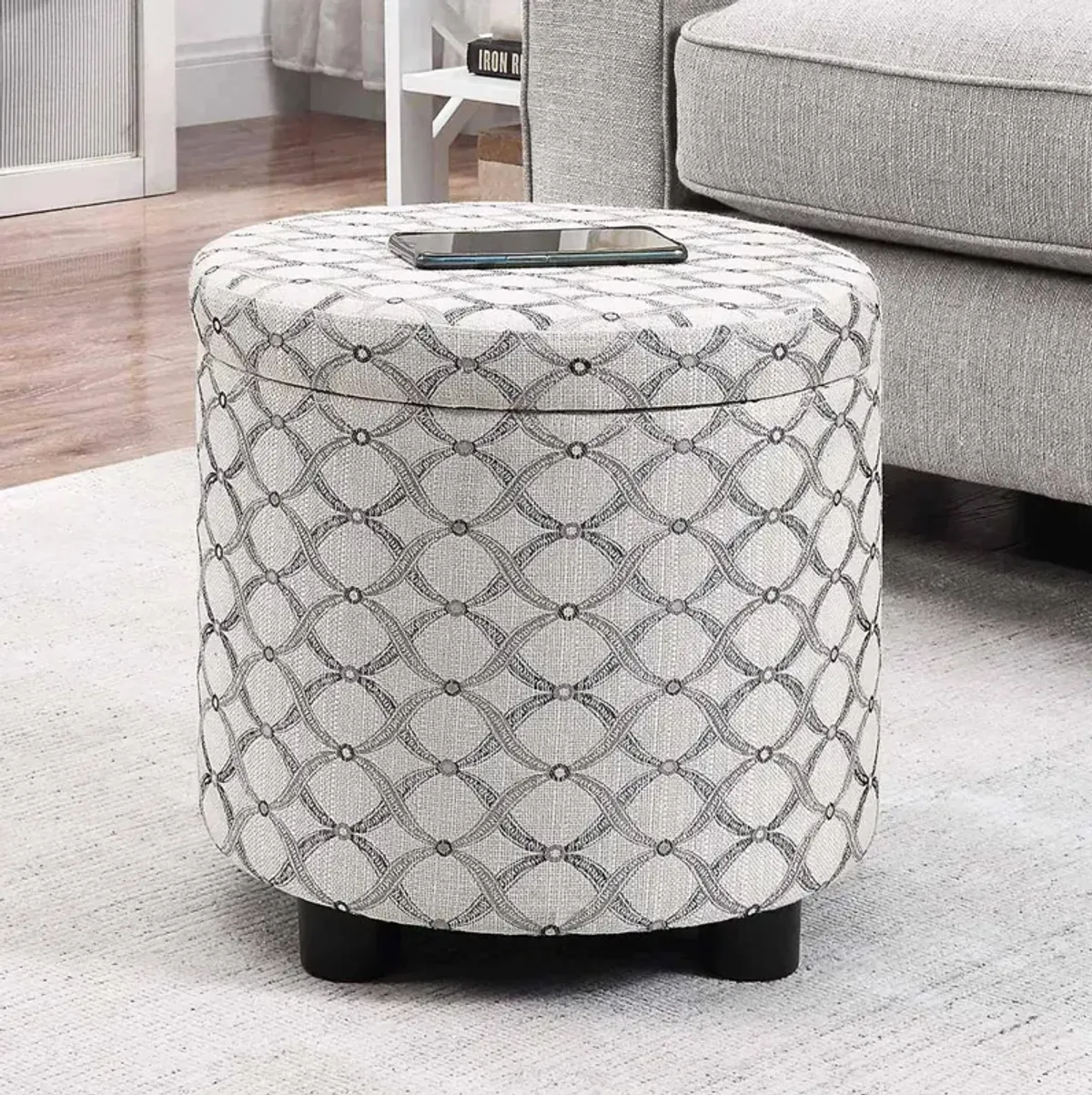 Convience Concept, Inc. Designs 4 Comfort Round Accent Storage Ottoman with Reversible Tray Lid