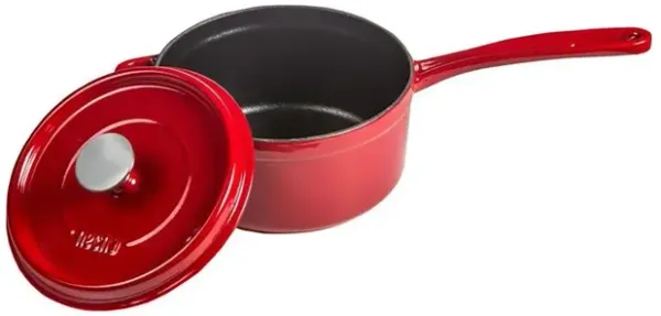 Cast Iron dia.6.75" h:5" Round Red Cast Iron Saucepan