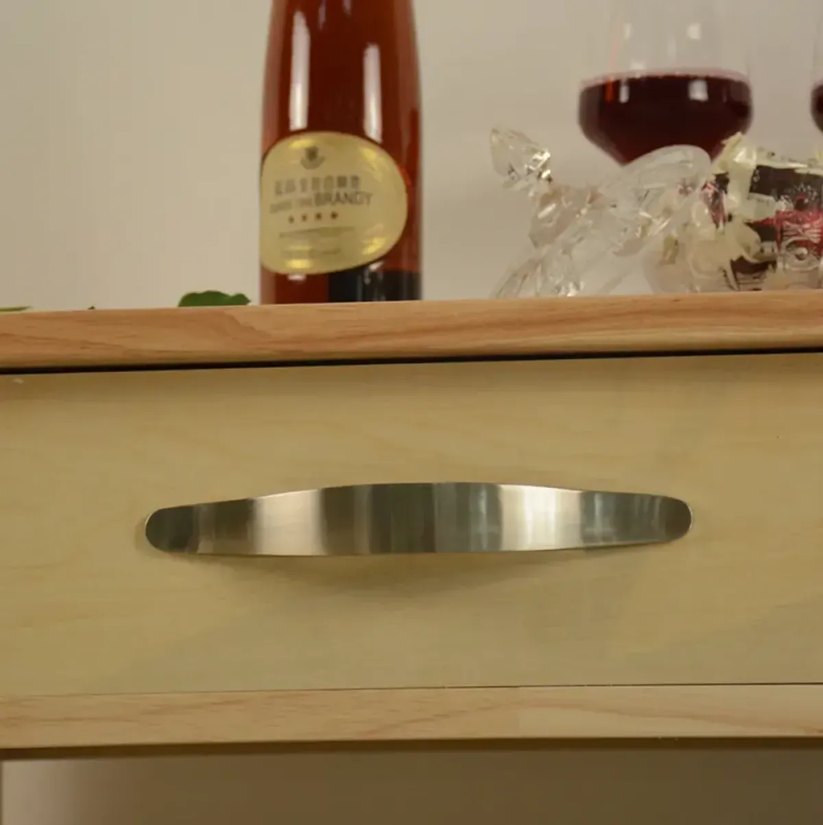 Mobile Kitchen Island with Lockable Wheels & Wood Top