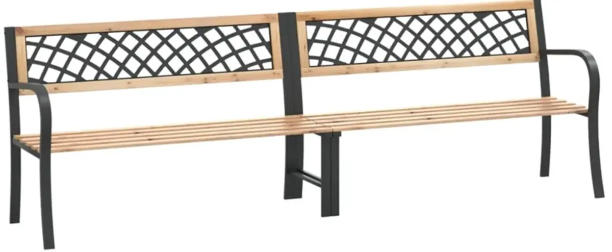 vidaXL 93.7" Twin Patio Bench - Durable Chinese Fir Wood and Steel Construction - Classic Design Outdoor Furniture - Weather-Resistant Garden Bench