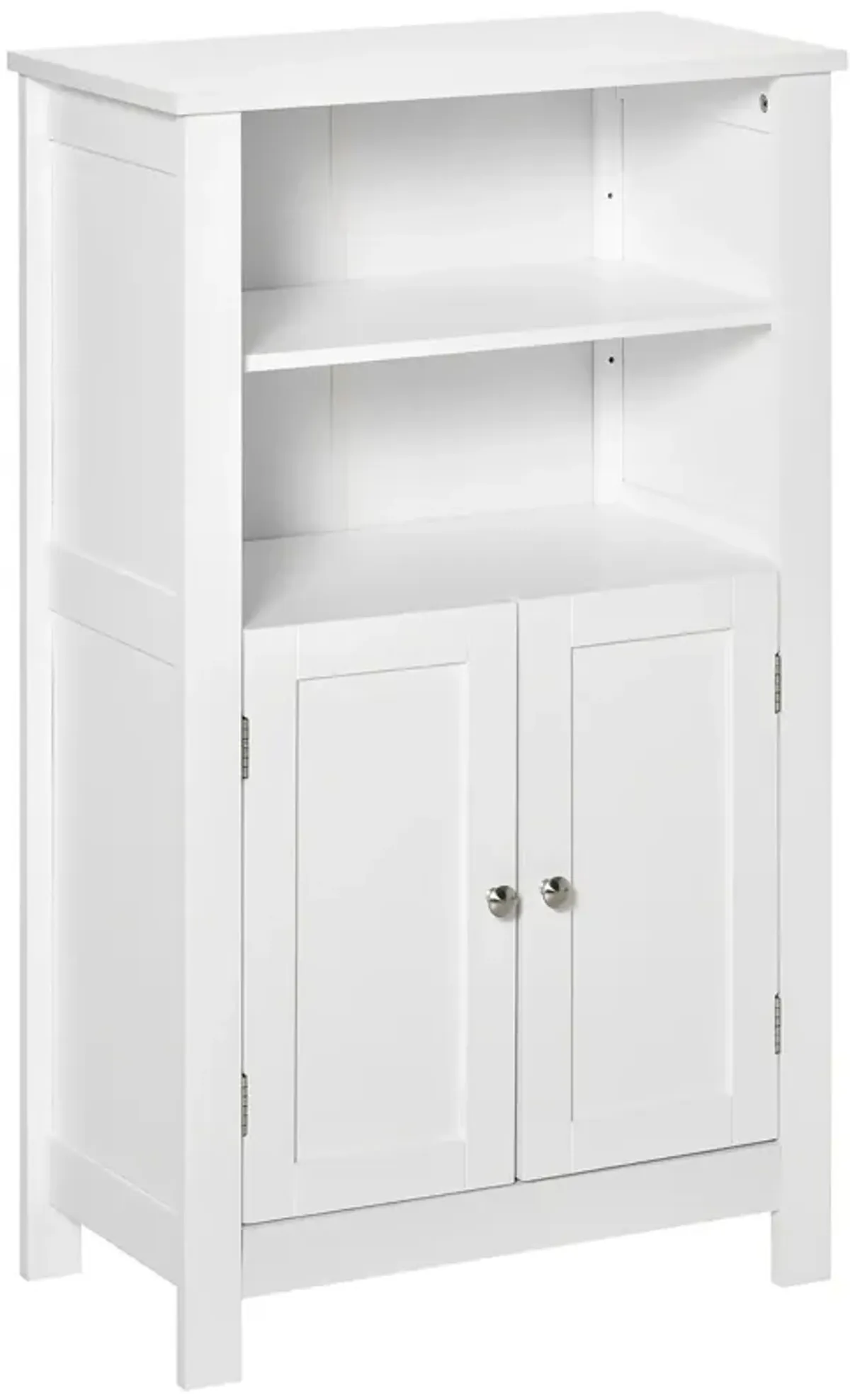 Bathroom Linen Storage Cabinet Freestanding Cupboard w/ Doors, Shelves, White