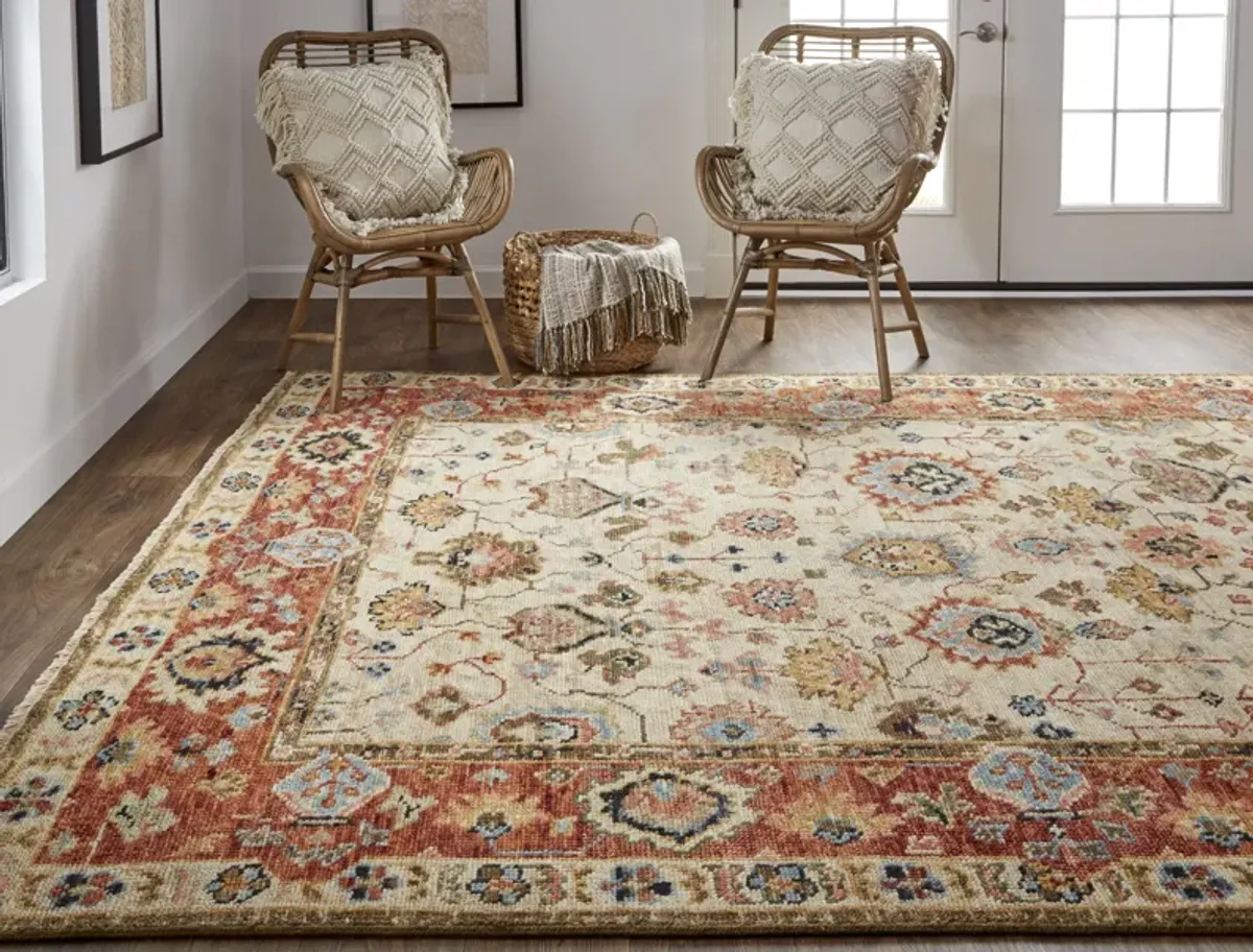 Carrington 6805F Ivory/Red/Blue 2' x 3' Rug