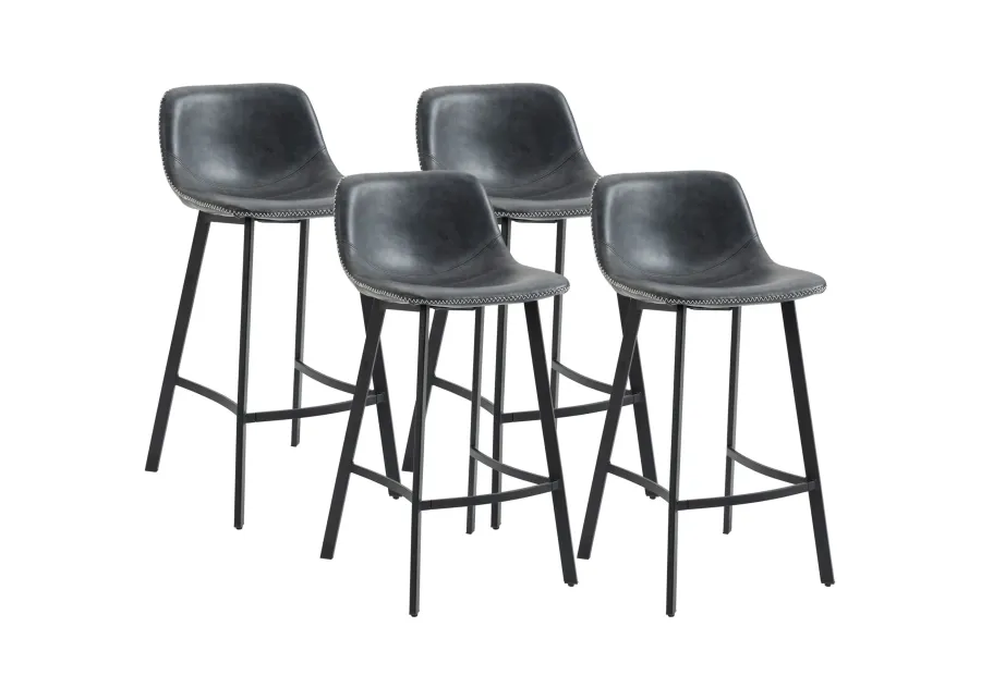 Black Industrial Seating: Set of 4 27.25" Counter Height Stools with Steel Legs