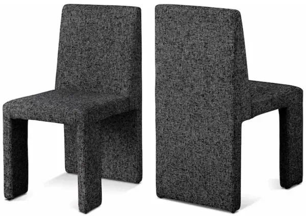Meridian Furniture Benson Black Linen Textured Fabric Dining Chair, Set of 2