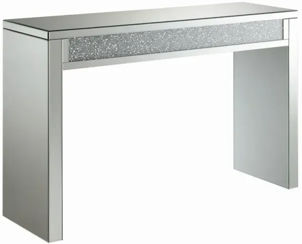 Gillian Rectangular Sofa Table Silver and Clear Mirror