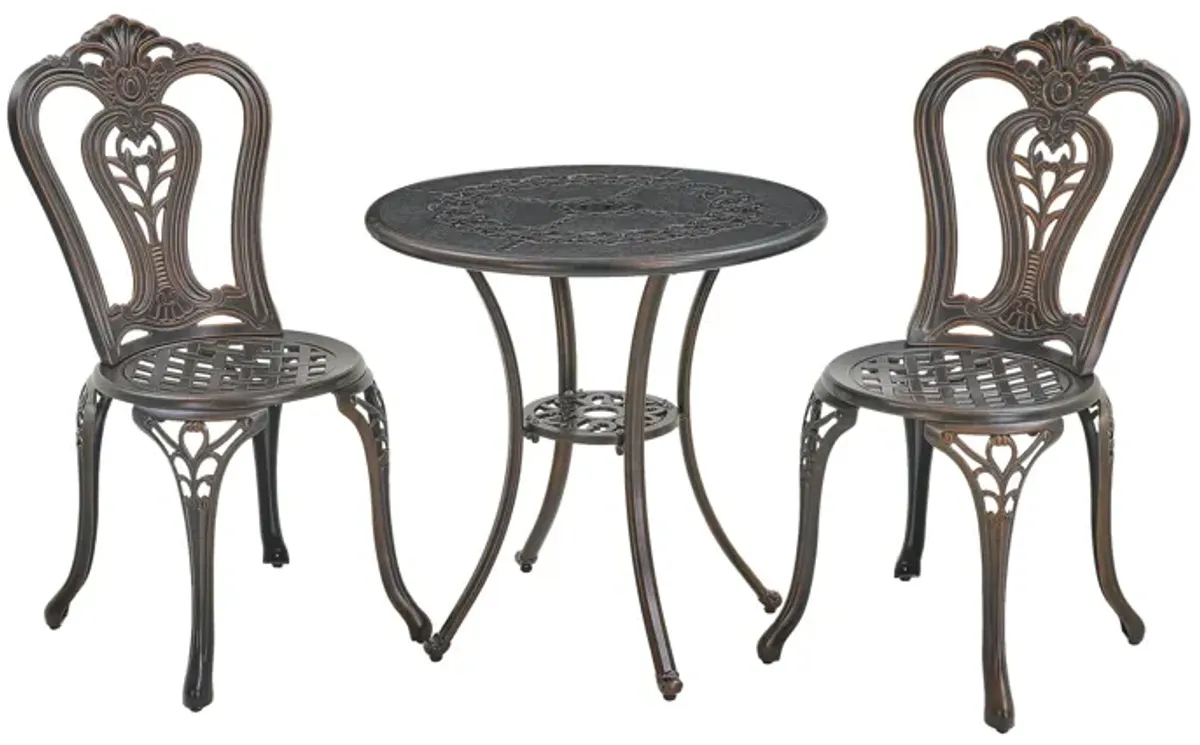 MONDAWE Compact Cast Aluminum 3-Piece Bistro Set for Balcony and Patio