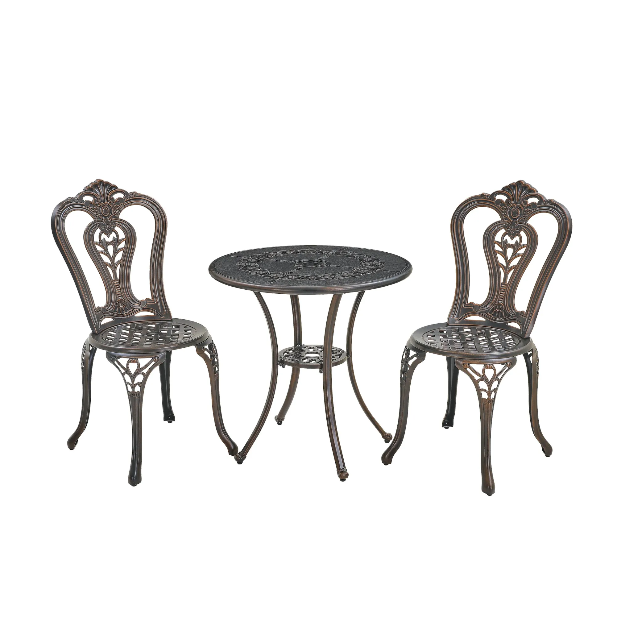 MONDAWE Compact Cast Aluminum 3-Piece Bistro Set for Balcony and Patio