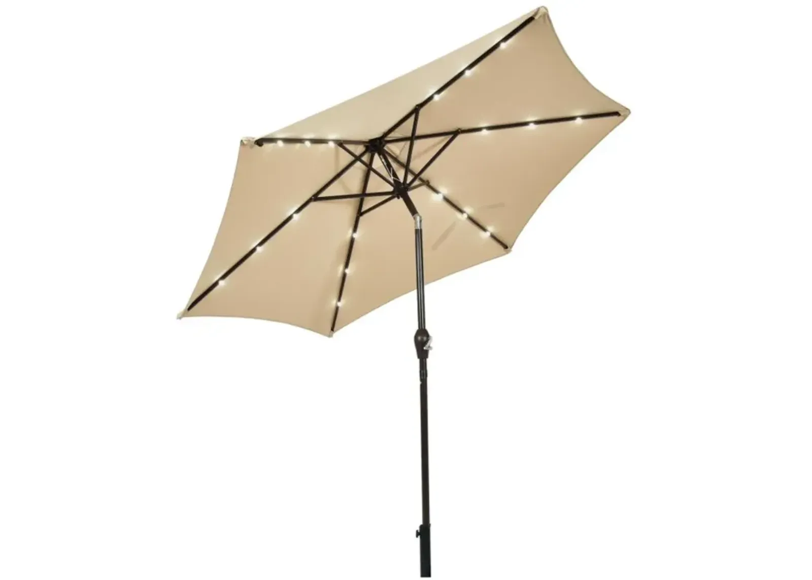 Hivvago 9 Feet Solar LED Lighted Patio Market Umbrella with Tilt Adjustment without Base