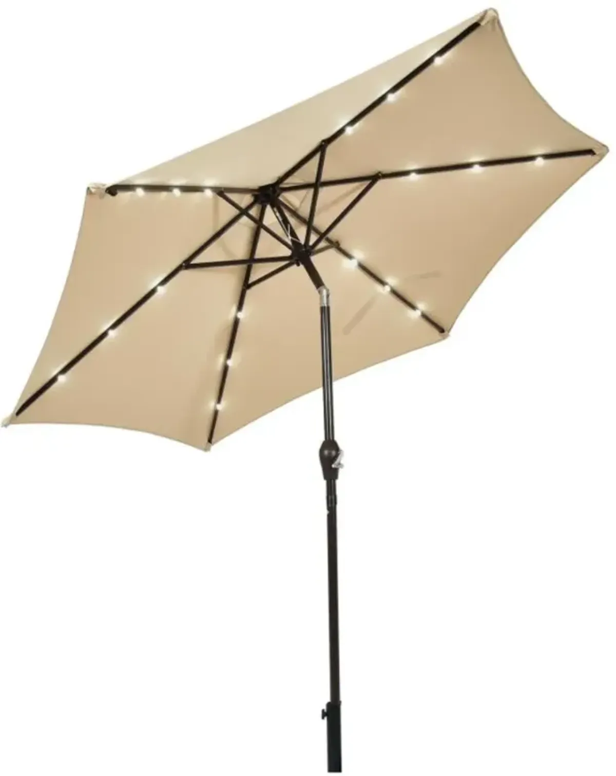 Hivvago 9 Feet Solar LED Lighted Patio Market Umbrella with Tilt Adjustment without Base