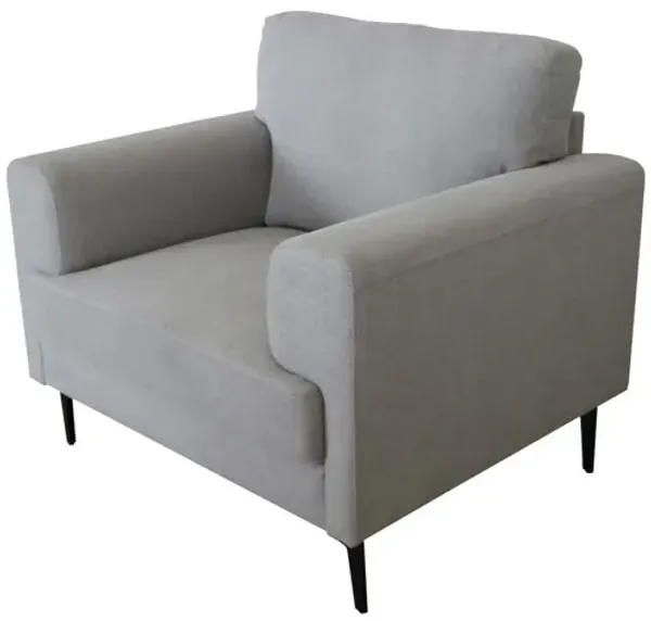 Linen Upholstered Arm Chair with Wooden Legs for Living Room Seating