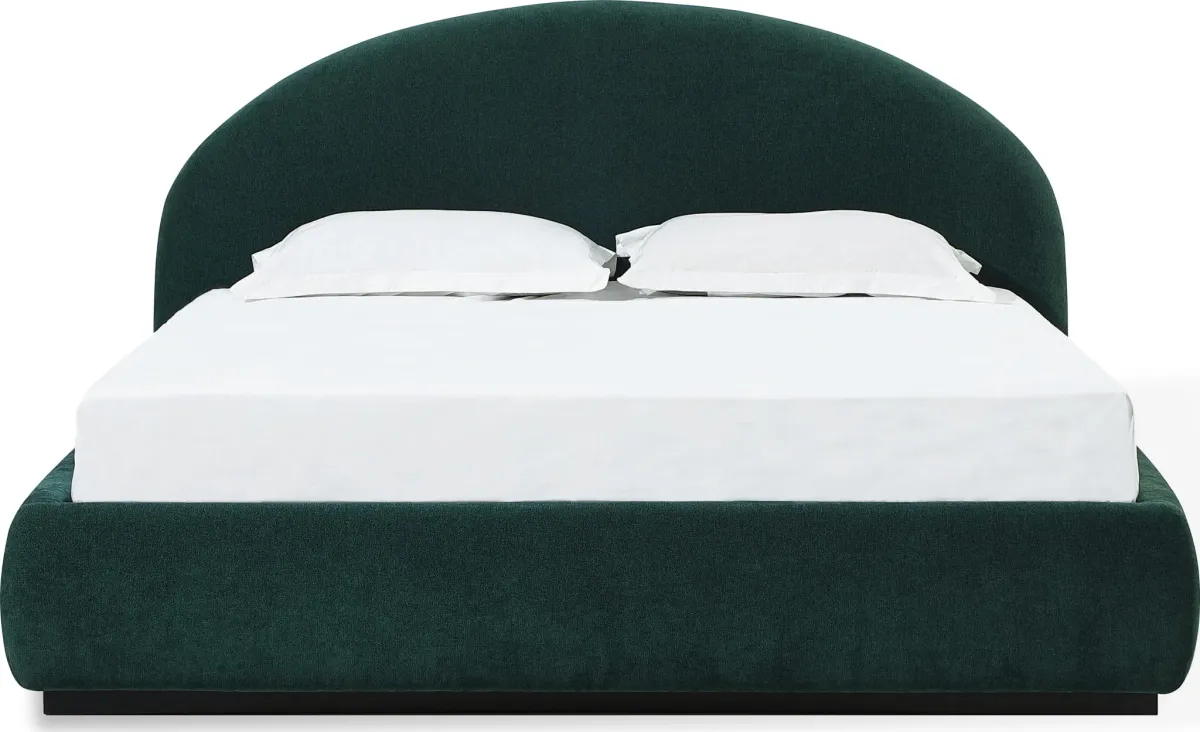 Flex Queen-size Upholstered Bed in Emerald Chenille