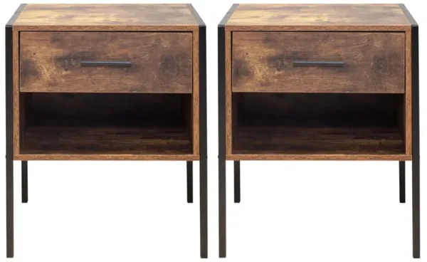 Set of 2 Industrial Style Nightstands – Modern Side Tables for Bedroom, Living Room, or Small Spaces