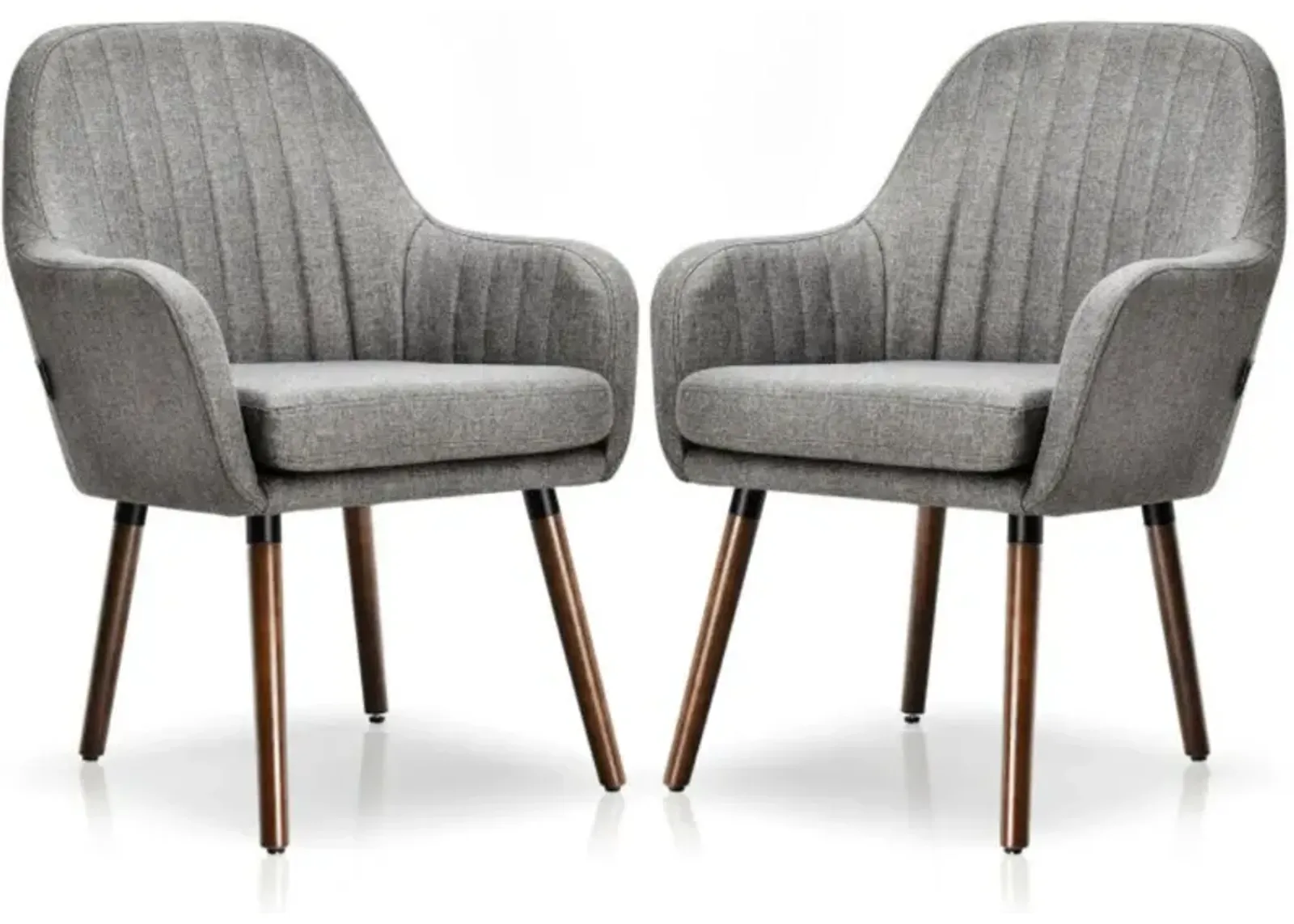 Hivvago Set of 2 Fabric Upholstered Accent Chairs with Wooden Legs