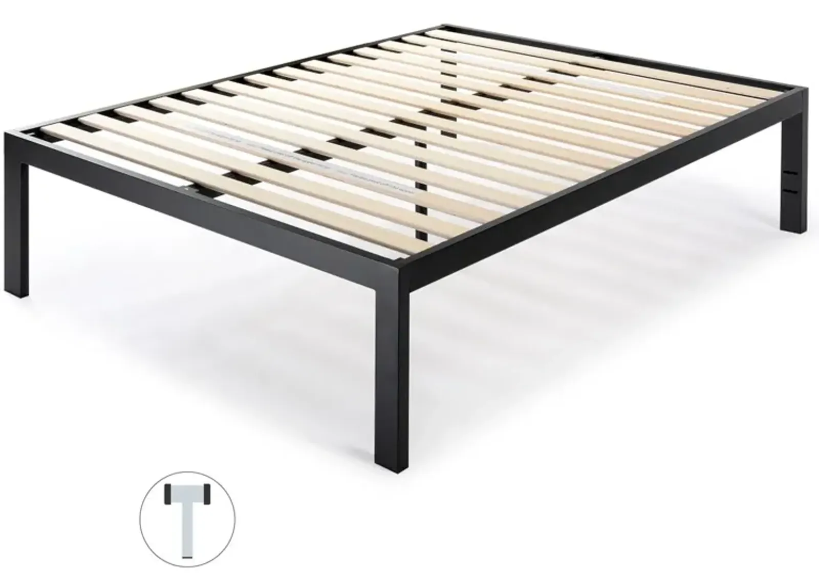 QuikFurn Full size 18 Inch Easy Assemble Metal Platform Bed Frame Wooden Slats