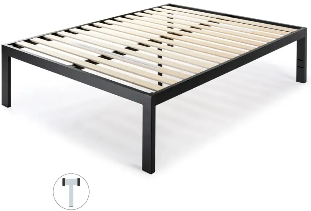 QuikFurn Full size 18 Inch Easy Assemble Metal Platform Bed Frame Wooden Slats