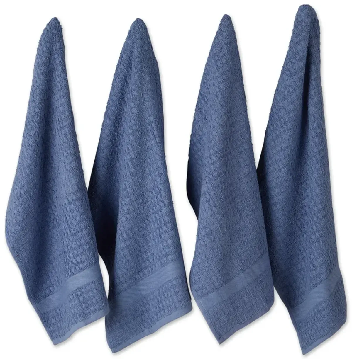 Set of 4 Solid Vintage Stonewash Blue Waffle Terry Dish Towel  26"