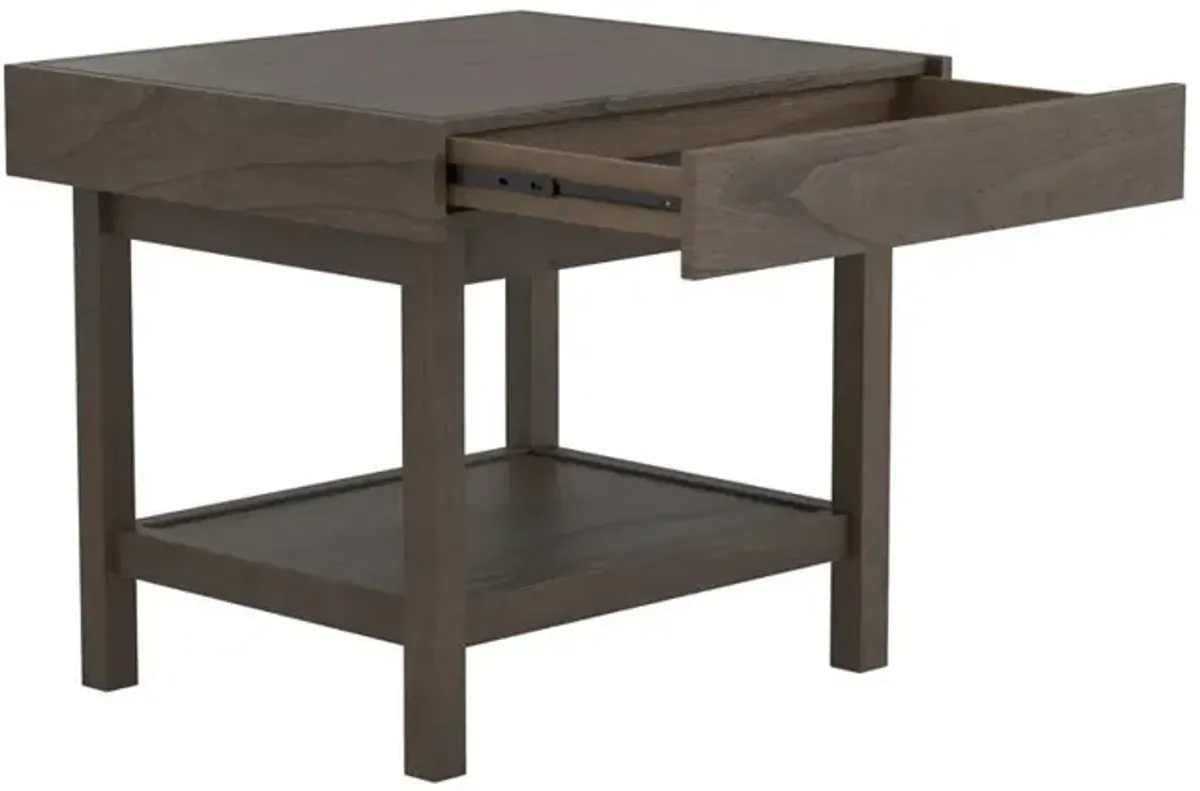 Owen Rectangle End Table with Shelf Wheat Brown