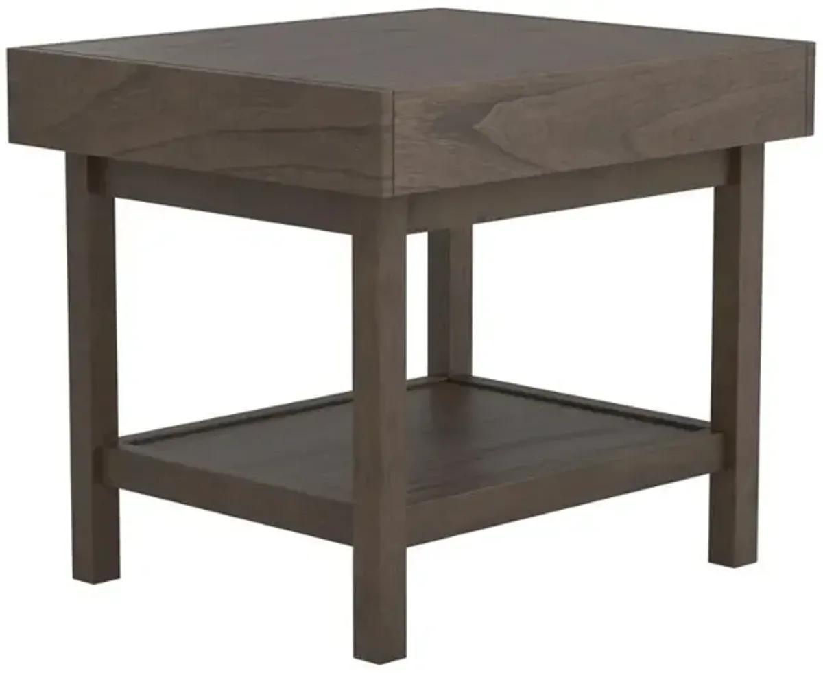 Owen Rectangle End Table with Shelf Wheat Brown