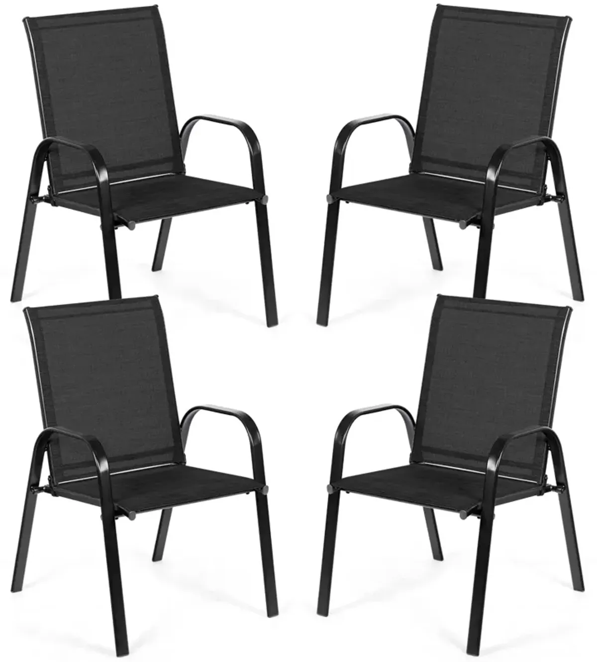 2 Pcs Patio Chairs Outdoor Dining Chair with Armrest