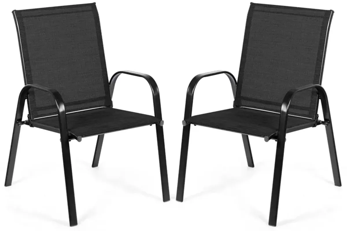 2 Pcs Patio Chairs Outdoor Dining Chair with Armrest