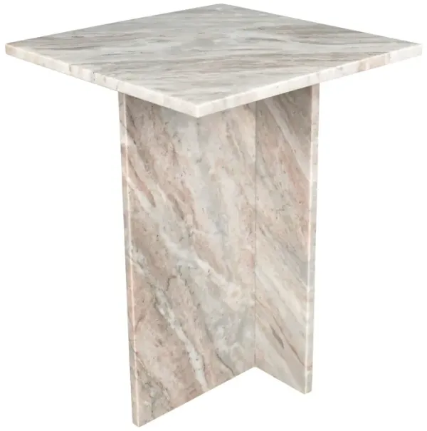 Cecil 14" Contemporary Natural Marble Handmade T-Shaped End Table