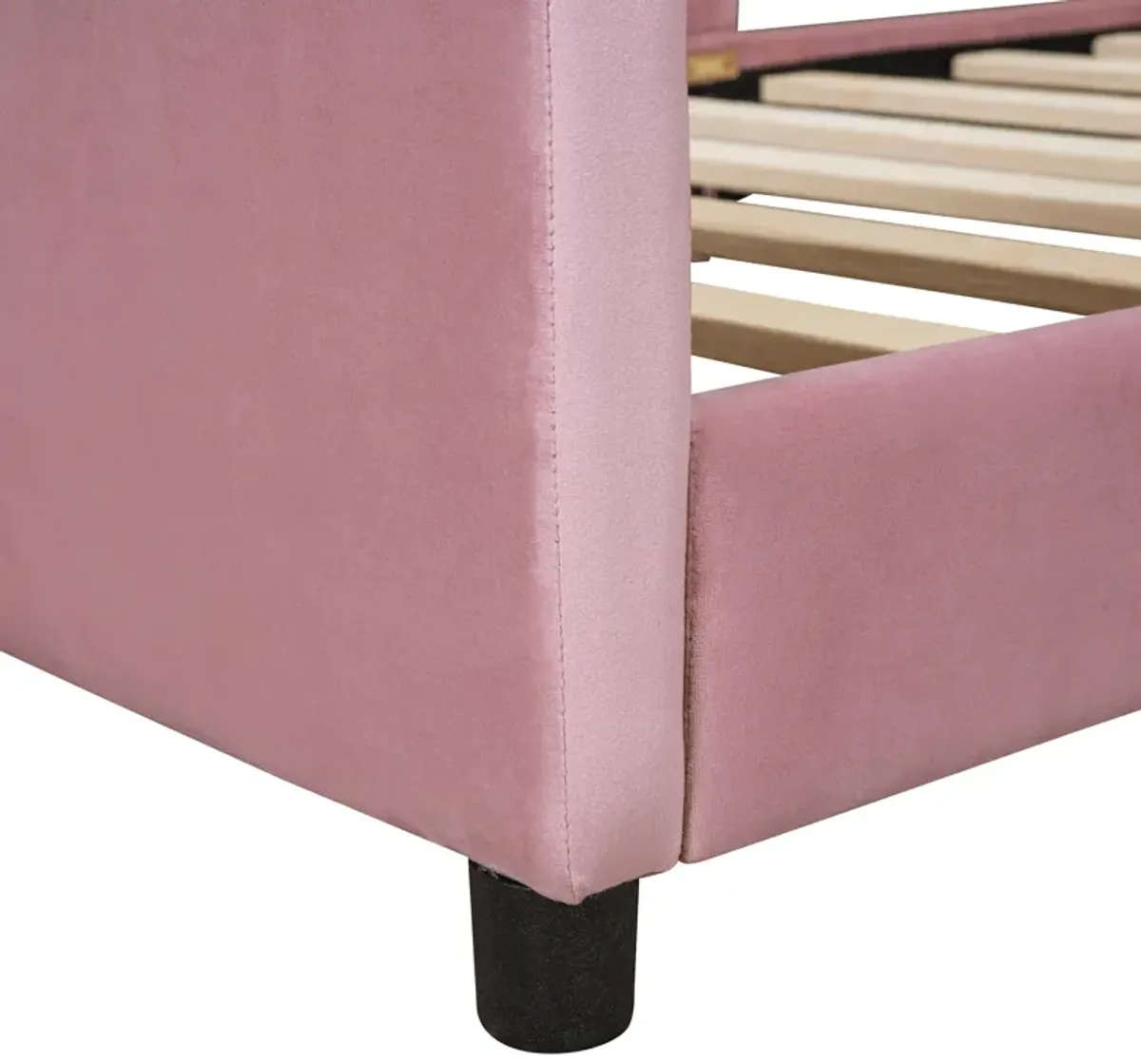 Merax Velvet Upholstered Kids Children Daybed Bed