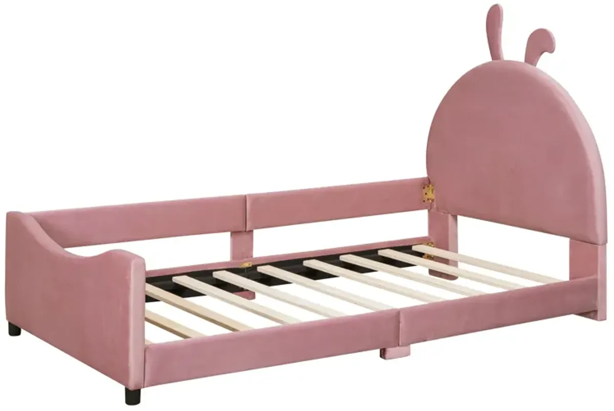 Merax Velvet Upholstered Kids Children Daybed Bed