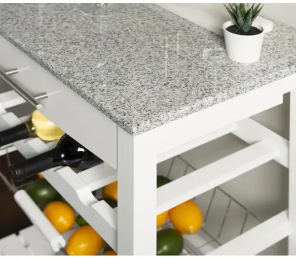 Linon Roger White Kitchen Island Granite Top