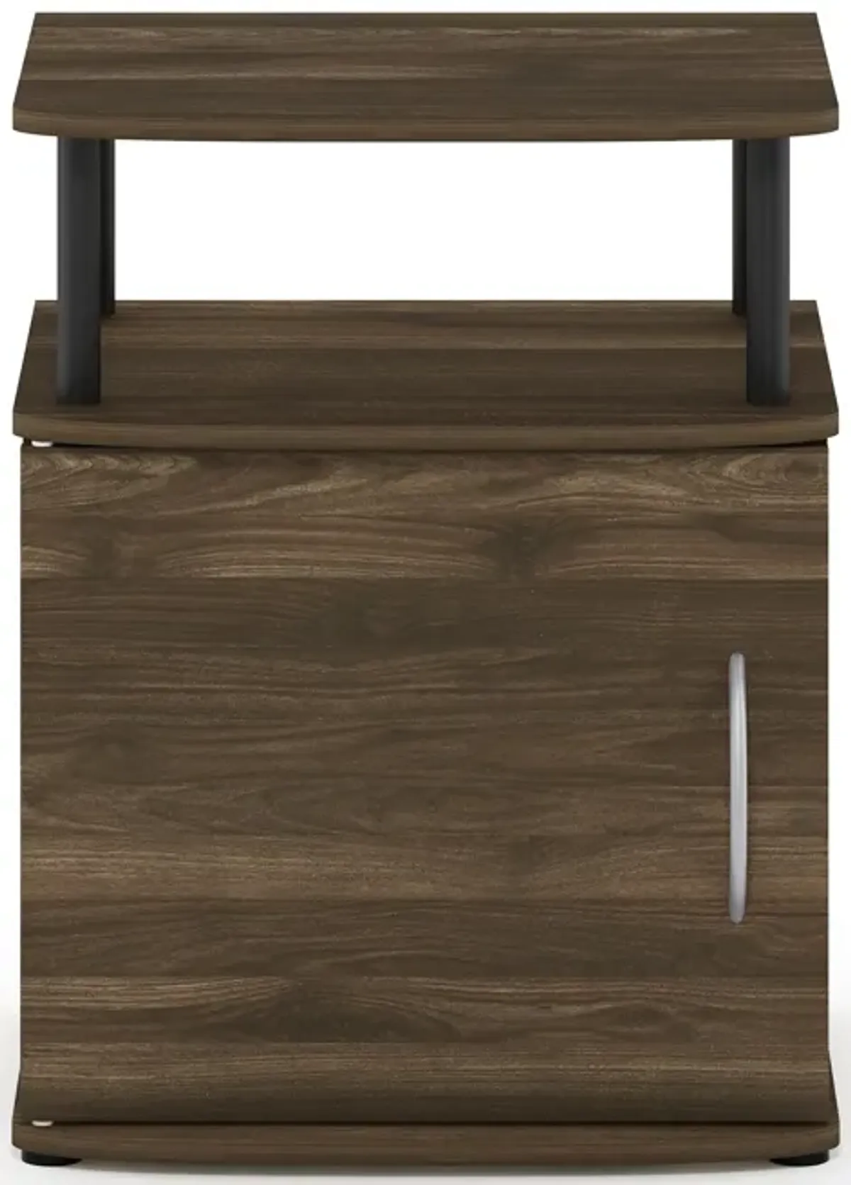 Furinno JAYA End Side Sofa Table/Nightstand with Door, 1-Pack, Columbia Walnut/Black